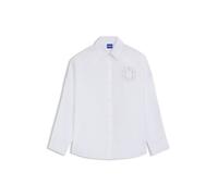 HUGO Oversized Bluse mit Happy HUGO Logo aus Strasssteinen - Style Edafne_B, 50555625 Weiß 34