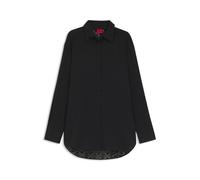 HUGO Oversized Bluse mit Muster in Ausbrenner-Optik - Style The Oversize Shirt, 50543366 Schwarz 32