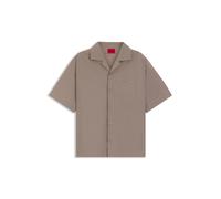 HUGO Oversized-Fit Hemd aus Baumwolle mit Paper-Touch-Effekt - Style Espino, 50560580 Hellbraun S