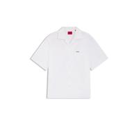 HUGO Oversized-Fit Hemd aus Baumwolle mit Paper-Touch-Effekt - Style Espino, 50560580 Weiß M