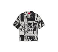 HUGO Oversized-Fit Hemd mit Print und Freizeitkragen - Style Exolino, 50566051 Schwarz S