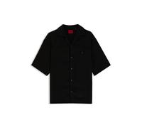 HUGO Oversized-Fit Hemd mit Stack-Logo-Besatz - Style Espino, 50560593 Schwarz S
