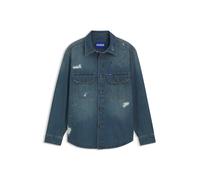 HUGO Oversized-Fit Overshirt aus Denim mit Farbspritzern - Style Ebolt_1, 50572452 Dunkelblau XXL