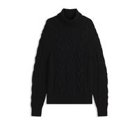 HUGO Oversized-Fit Rollkragenpullover mit Zopfmuster - Style Scanlon, 50570399 Schwarz XXL