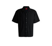 HUGO Oversized Hemd aus Baumwolle mit Lochstickerei - Style Espino, 50539344 Schwarz L