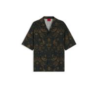 HUGO Oversized Hemd aus bedruckter Baumwoll-Popeline - Style Espino, 50545377 Grün gemustert L