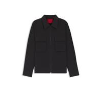 HUGO Oversized Hemd Eselio – aus elastischem Baumwoll-Seersucker – Schwarz M