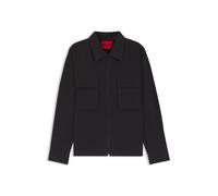 HUGO Oversized Hemd Eselio – aus elastischem Baumwoll-Seersucker – Schwarz M