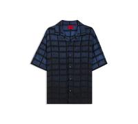 HUGO Oversized Hemd aus Popeline mit Quadrate-Print - Style Espino, 50545317 Blau gemustert M