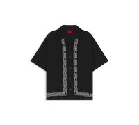 HUGO Oversized Hemd mit gesticktem Muster - Style Espino, 50549755 Schwarz S