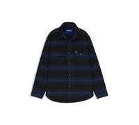 HUGO BLUE Flanellhemd mit Wollanteil Herren Comfort Fit indigo, L