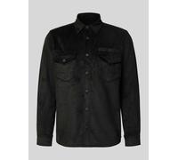 HUGO Oversized Hemdjacke mit Logo-Stitching Modell 'Ekel' in Black, Größe XL