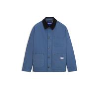 Hemdjacke HUGO BLUE "Brams", Herren, Gr. M, open blau472, Web, Obermaterial: 100% Baumwolle, unifarben, oversize normal, Rundhals, 1-Knopf-Manschette mit Schlitz, Jacken, Cordkragen, Oversized Fit, le