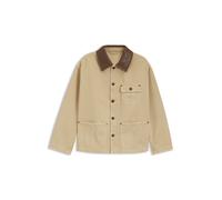 HUGO Oversized Jacke aus Baumwoll-Twill mit Kontrastkragen - Style Flimane-1-D_B, 50556865 Beige S