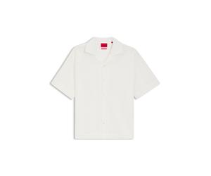 HUGO Oversized Kurzarm-Hemd aus Stretch-Baumwolle mit Seersucker-Struktur - Style Espino, 50561107 Weiß L