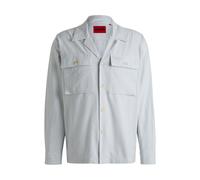 HUGO Oversized Overshirt aus Oxford-Baumwoll-Mix mit Streifen-Muster - Style Egalo, 50539269 Hellblau L