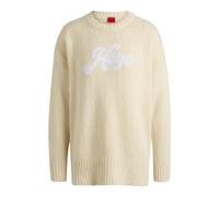 HUGO Oversized Pullover aus Baumwoll-Mix mit Script-Logo - Style Sareedi, 50539782 Hellbeige S