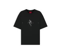 HUGO Oversized T-Shirt aus Baumwoll-Jersey mit grafischem Artwork - Style Dollo, 50553337 Schwarz S