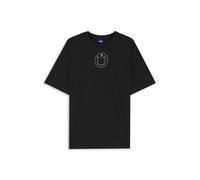 HUGO Oversized T-Shirt aus Baumwolle mit Happy HUGO Logo aus Strass - Style Oversized _Tee_B_9, 50554940 Schwarz S