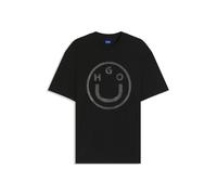 HUGO Oversized T-Shirt aus Baumwolle mit Happy HUGO Logo - Style Oversized_tee_B_6, 50550141 Schwarz S