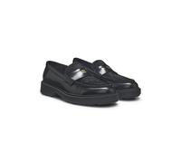 HUGO Penny-Loafer aus Leder mit Fell-Vorderblatt - Style Angey_Mocc_altph, 50573778 Schwarz 39
