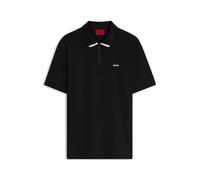 HUGO Poloshirt aus Baumwoll-Piqué mit Reißverschluss am Ausschnitt - Style Dalomino, 50511721 Schwarz XS