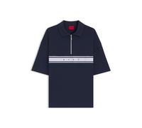 HUGO Poloshirt aus Stretch-Baumwolle mit Logo-Tape - Style NAUTIX ZIP POLO, 50566157 Dunkelblau XL