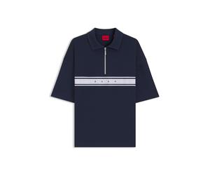 HUGO Poloshirt aus Stretch-Baumwolle mit Logo-Tape - Style NAUTIX ZIP POLO, 50566157 Dunkelblau XL