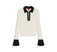 HUGO Poloshirt aus Strick mit Stack-Logos an der Blende - Style Sharro, 50542608 Weiß / Schwarz XL