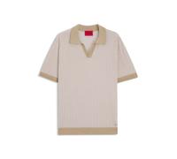 HUGO Pullover aus Baumwolle und Leinen mit Johnny-Kragen - Style Seeroy, 50557361 Hellbeige XL