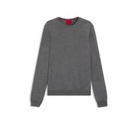 HUGO Pullover aus Merinowolle mit Logo-Stickerei - Style San Cedric-M1, 50476832 Grau XXL