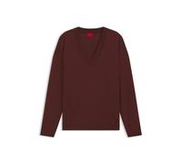 HUGO Pullover aus Woll-Mix mit Kaschmir und V-Ausschnitt - Style Sessarina, 50570065 Braun S