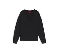 HUGO Pullover aus Woll-Mix mit Kaschmir und V-Ausschnitt - Style Sessarina, 50570065 Schwarz XL