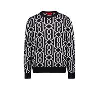 HUGO Pullover Herren Rundhals schwarz gemustert, M