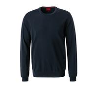 HUGO Pullover Herren Slim Fit Rundhals Schurwolle blau, M