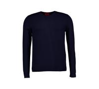HUGO Pullover Herren Slim Fit Rundhals Viskose blau, M