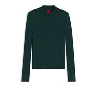 HUGO Damen Strickpullover mit Stehkragen SARPHAMMILK Slim Fit, grün, Gr. M