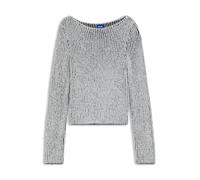 HUGO Pullover mit U-Boot-Ausschnitt und strukturierten zweifarbigen Ripp-Details - Style Sibilla_B, 50569599 Grau XS