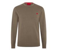 HUGO Regular Fit Strickpullover aus reiner Baumwolle Modell 'SAN CASSIUS' in Taupe, Größe XL