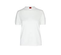 HUGO Kurzarm-Pullover aus Woll-Mix mit Stack-Logo-Stickerei - Style Sessinak, 50570088 Natur L