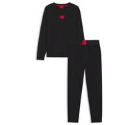 Pyjama HUGO UNDERWEAR, Herren, Gr. XL (54), schwarz, Jersey, Obermaterial: 95% Baumwolle, 5% Elasthan, unifarben, Basic, bequem lang, Rundhals, Bündchen, Homewear-Sets, in einer Geschenkbox (45643044-