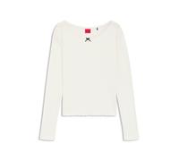 HUGO Pyjama-Top aus Pointelle mit Picot-Detail - Style POINTELLE LS-SHIRT, 50556984 Natur M