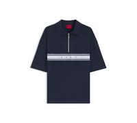HUGO Poloshirt aus Stretch-Baumwolle mit Logo-Tape - Style NAUTIX ZIP POLO, 50566157 Dunkelblau L