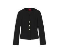 HUGO Regular-Fit Blazer aus Krepp-Gewebe mit Schößchen-Saum - Style Acira, 50558139 Schwarz 36