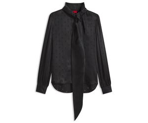 HUGO Regular-Fit Bluse aus Satin mit Ausbrenner-Print - Style Elegant, 50569683 Schwarz gemustert 32