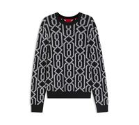 HUGO Pullover Herren Rundhals schwarz gemustert, M