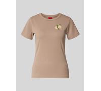 HUGO Regular Fit T-Shirt aus Baumwoll-Mix Modell 'DELORIS_4' in Beige, Größe XS