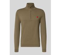 HUGO Regular Fit Troyer aus reiner Baumwolle Modell 'SAN QUINTUS' in Taupe, Größe S