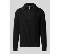 HUGO Regular Fit Troyer aus reiner Baumwolle Modell 'SRIGG' in Black, Größe L