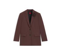 HUGO Relaxed-Fit Blazer mit Blumenbrosche - Style Arosea, 50544133 Dunkelbraun 40